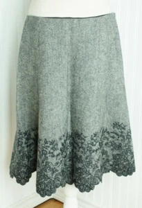 Falda Trompeta Ann Taylor Gris Rayón Mezcla Lana Forrada Talla 12 Dobladillo Festoneado - Imagen 1 de 4
