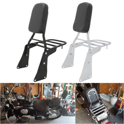 Black Backrest Sissy Bar Pad w/Luggage Rack for Kawasaki Vulcan VN1500 Classic - Image 1 of 4