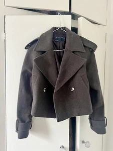 ASOS DESIGN Cropped Formal Trench Coat in Jacket Charcoal XS - Picture 1 of 11