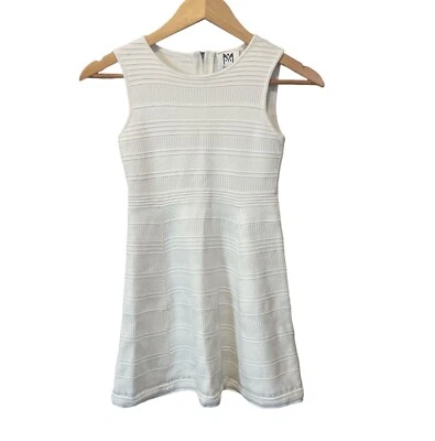 Milly Minis Knit Fit & Flare Skater Dress Size 12 Cream Sleeveless Stretch - Image 1 of 4