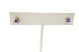 10k Yellow Gold Iolite Earrings - Picture 1 of 5
