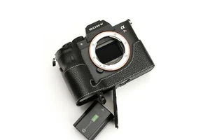 Real Leather Half Camera Case Bag Cover for Sony A7R IV Mark IV Sony A9 II - Picture 1 of 51
