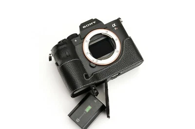 Real Leather Half Camera Case Bag Cover for Sony A7R IV Mark IV Sony A9 II - Image 1 of 4