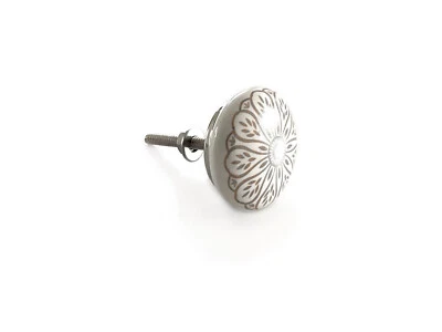 Möbelgriff Blüte Grau Knopf Knauf Türknopf Schubladengriff Keramik 4 cm - Bild 1 von 4