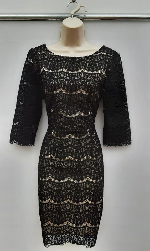 PENCIL DRESS,BLACK LACE,SIREN,50S,60S,70S,80S VINTAGE STYLE,DARLING,SIZE 12 - Image 1 of 4