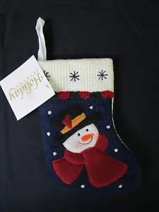 Holiday Elegance Christmas Stocking Small 7" Knit Snowman - Picture 1 of 4