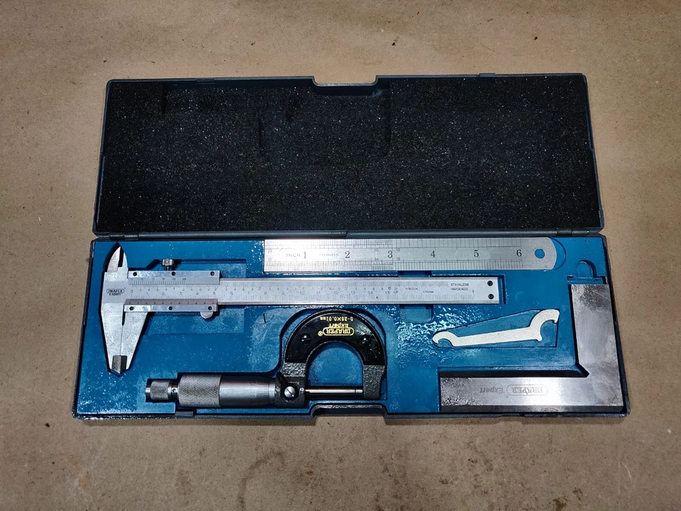 Draper Expert Micrometer, Caliper, Ruler, Square, 5pcs Kit, Free Shipping - Image 1 of 4