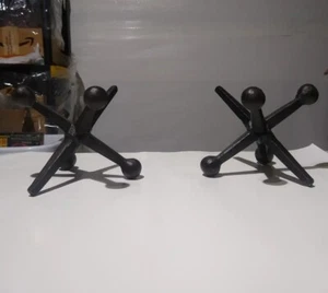NOVELTY LARGE VINTAGE STYLE JAX/JACKS MID CENTURY CAST IRON FIGURINE BOOKENDS - Picture 1 of 7
