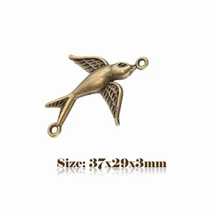 10 Bronze Antik Vintage Stil Vogel Amulette Anhänger Verbinder Steampunk 061 - Picture 1 of 2