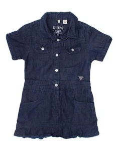 GUESS Baby Girls Denim Dress 12-18 Months Navy Blue Cotton VC06 - Picture 1 of 3