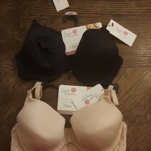 Secret Treasures Nursing Bra 34D Padded Comfort Straps T-Shirt Black/Pink - Picture 1 of 4