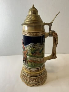 VINTAGE Hofbrauhaus GERMAN Lidded MUSICAL BEER STEIN 8" "Bier Luib uLuid” - Picture 1 of 6