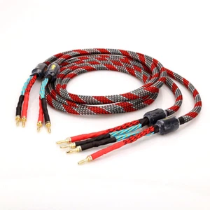1Pair Oxygen-Free Copper OFC Wire with Banana Connector HIFI Audio Speaker Cable - Picture 1 of 11
