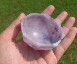 Large 75MM 7.5CM Natural Hexagonal Lepidolite Gemstone Hand Carved Healing Bowl - Picture 1 of 7