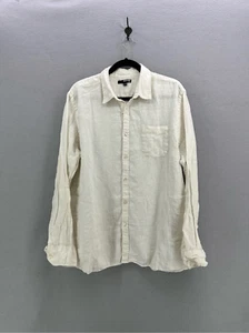 Murano Mens Beige Collared Long Sleeve Linen Button Up Casual Shirt Size XL - Afbeelding 1 van 7