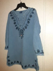 SHOE SHOCK L/S Women's Size M Embroidered Accent Tunic Top - Picture 1 of 5