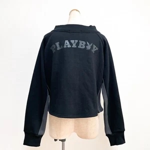 NWT Archive PLAYBOY Iconic Zip Sweatshirt Black Size M/L Rabbit GYARU Y2K Grunge - Picture 1 of 16