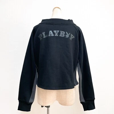 NWT Archive PLAYBOY Iconic Zip Sweatshirt Black Size M/L Rabbit GYARU Y2K Grunge - Image 1 of 4