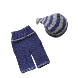 Newborn Striped Hat and Pants Baby Girls Boys Knit Crochet Hat Costume Photo - Zdjęcie 1 z 3