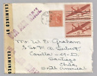 1945 Censored Us Air Mail Seattle Wa To Santiago Chile C28 15Ct Pair 10Ct Prexy