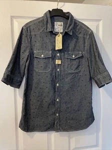 Allsaints Spitalfields NEU Dark Chambray Floral Shirt UVP 75£ Gr. M Blue Haze - Bild 1 von 9