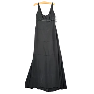 Vera Wang Women's Bridesmaid Dress Black Size 10 Maxi Deep V-Neck Tie Back W/Tag - Picture 1 of 12