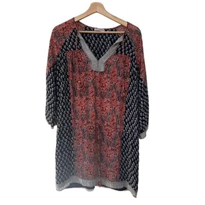 Ulla Johnson Salinas Seide mehrfarbig Schlüsselloch elastischer Kordelzug Taille Kleid 2 - Bild 1 von 9
