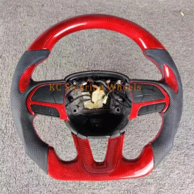 Volante de fibra de carbono rojo cuero negro para Dodge Durango 2015-2020 Foto 1 de 4