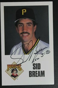 Sid Bream 1985-90 Pittsburgh Pirates Signed Autographed 3x5 Postcard Stat Card - Picture 1 of 2