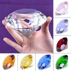 Crystal Diamond Paperweight Ornament - 10 Colours, Cut Glass Gem for Wedding,... - Picture 1 of 26
