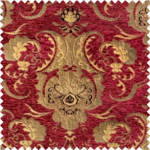 Per Yard - Chenille Fabric Red Color - Jane 1 - Picture 1 of 3
