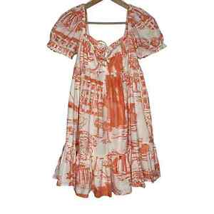Urban Outfitters Women's Wonderland Tie Back Babydoll Dress Size Medium Peach 