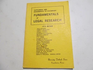 Fundamentals of Legal Research 1970 edition Ervin H. Pollack book - Imagen 1 de 3