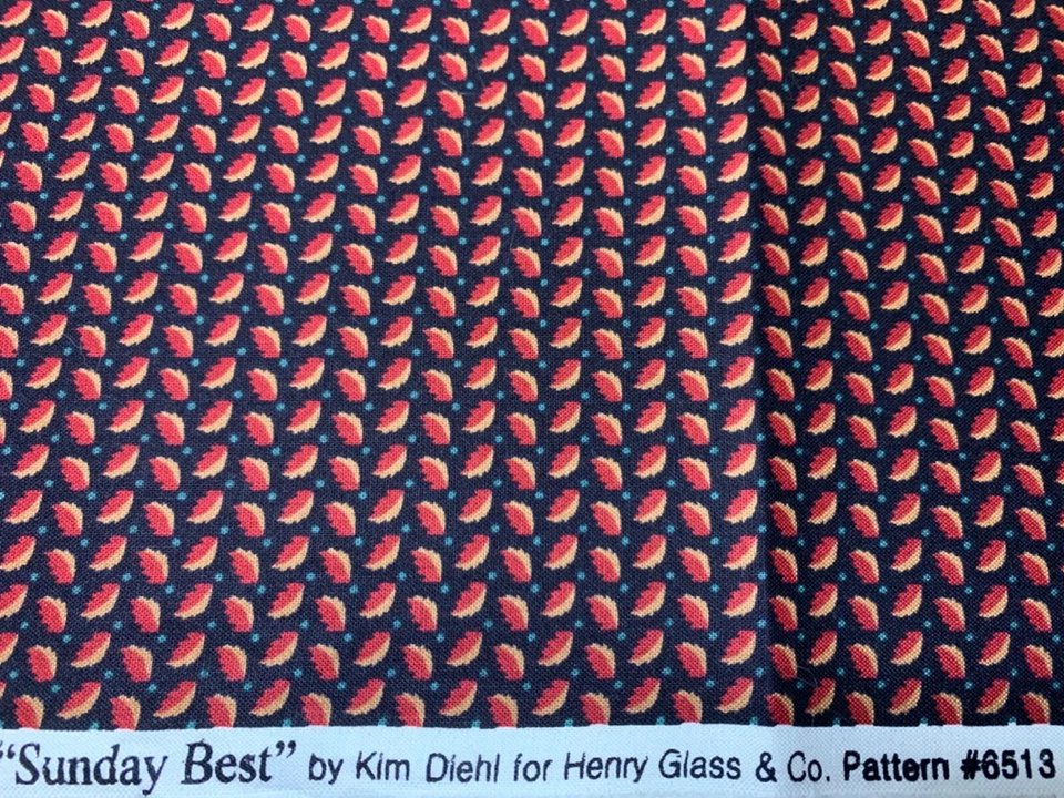 Henry Glass SUNDAY BEST Kim Diehl Red Cheddar Leaves 1800s Civil War Repro FQ - Image 1 of 1