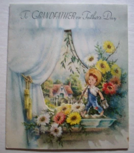 Grandfather Cottage garden window vintage Father's Day greeting card *LL12 - Picture 1 of 3