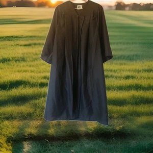 Herff Jones Black Unisex Graduation Gown Robe Zip Front 5’5”-5’6”. - Picture 1 of 11