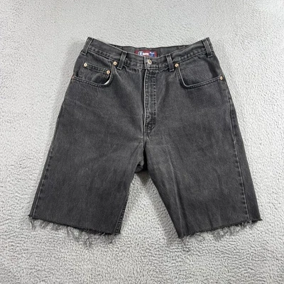 Bermuda jeans vintage 32 preta desbotada jeans pai shorts praia corte Y2K - Imagem 1 de 4