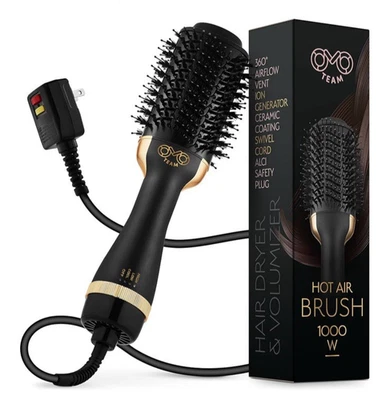 OMO Team Professional Hot Air Brush Dryer 75mm Oval Shape Black/Gold NEW - Image 1 of 4