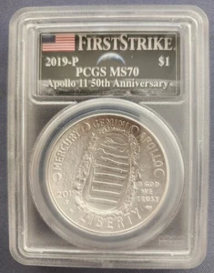 2019 P USA - Apollo 11 50th Anniversary Commemorative .999 Silver 1 Dollar Coin - Picture 1 of 10