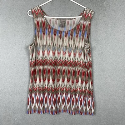 Chico’s Easywear Top Womens Size 2 Multicolor Sleeveless Stretch Round Neck Y2K - Image 1 of 4