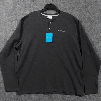 Columbia Shirt Mens 2XL Black Pine Peak Waffle Thermal Long Sleeve Henley NWT - Image 1 of 4