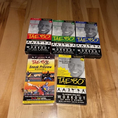 Tae-Bo SET Of 5 Vhs~ Total Body Workout Tapes ~ Billy Blanks Fitness - Image 1 of 3