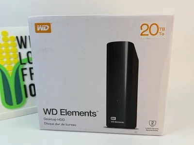 WD Elements 20TB USB 3.0 Desktop External Hard Drive WDBWLG0200HBK-NESN Black - Image 1 of 4