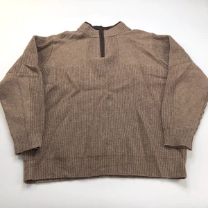 LL Bean XL 100% Merino Lammwolle Strickpullover 1/4 Zip Pullover braun NEUWERTIG - Bild 1 von 10