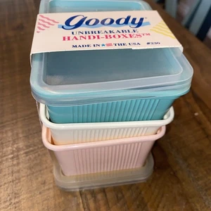 Vintage 1989 Goody Handi Boxes Pink Cream Teal #330 - Picture 1 of 8