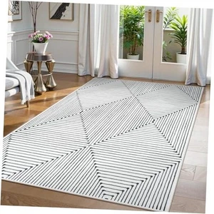 Modern Geometric Living Room Area Rug 5x7, Washable Non Slip Large Area Rugs, - Picture 1 of 8