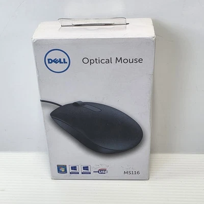 NEW Dell MS116 Optical Black USB Scroll Wheel Mouse 09NK2 DV0RH C4JKP - Image 1 of 3
