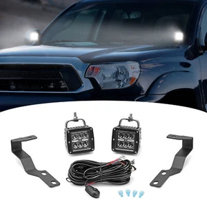Pair 24W Hood Ditch Light+Brackets+Wiring for Toyota Tacoma 2005-2013 2014 2015 - Foto 1 di 7