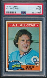 1981 TOPPS  BASEBALL  #700 GEORGE BRETT  KC ROYALS HOF  PSA 9 MINT