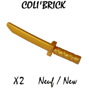 Lego 5644 - 2x Epée Minifig Sword Shamshir Katana Short blade - Pearl gold - NEW - Imagen 1 de 1